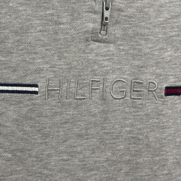 Tommy Hilfiger Gray Quarter Zip Logo Pullover 3X - Picture 2 of 6